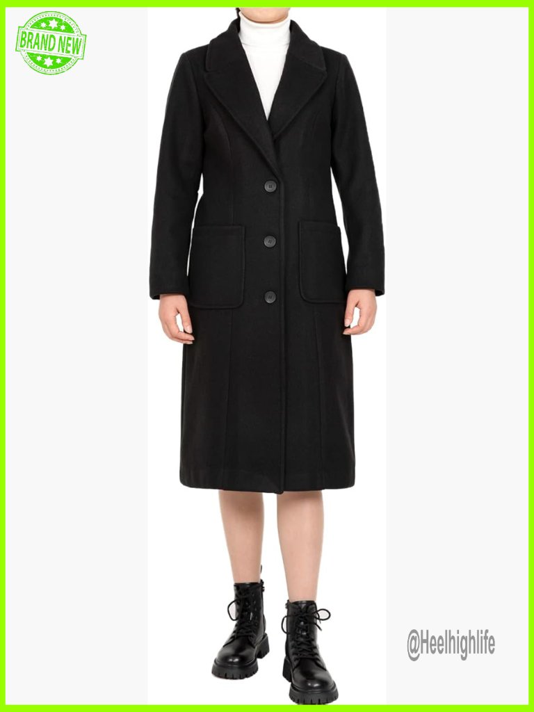 Wool Blend Pea Coat Notch Lapel Single Breasted Classic Winter Long Trench Coat